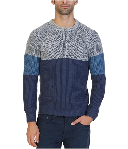 Nautica Mens Multi-Textured Colorblocked Pullover Sweater ostrbrnhtr S