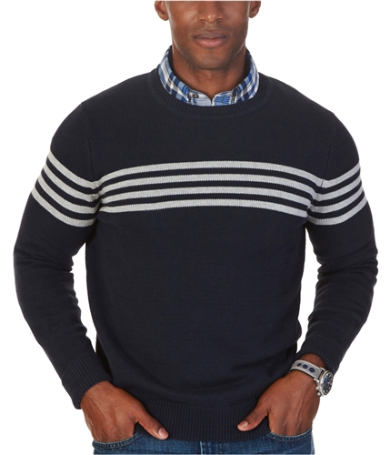 Nautica Mens Chest Stripe Pullover Sweater navy M