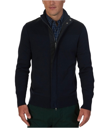 Nautica Mens Multi-Textured Cardigan Sweater navy M