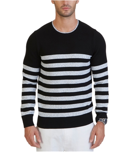 Nautica Mens Betron Striped Pullover Sweater trueblack S