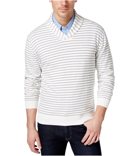Ryan Seacrest Mens Striped Pullover Sweater ivory M