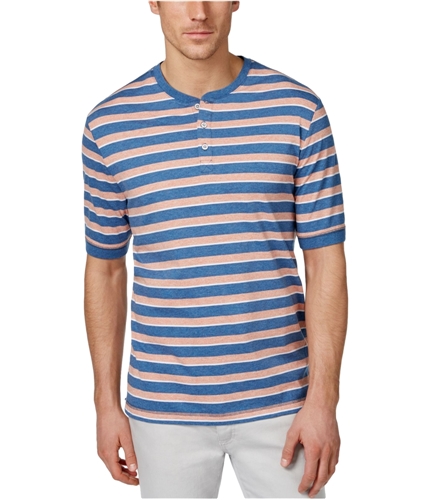 Weatherproof Mens Slub Striped Henley Shirt burntbrick XL