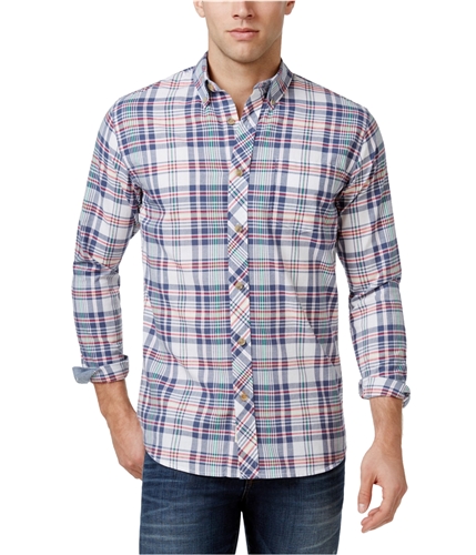 Weatherproof Mens Plaid Button Up Shirt natural S