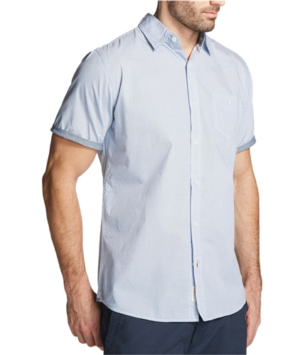 Weatherproof Mens Printed Poplin Button Up Shirt ocean M