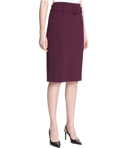 Calvin Klein Womens High Waist A-line Pencil Skirt purple 2