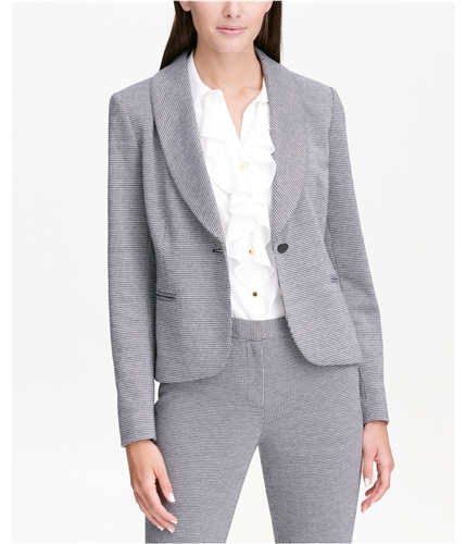 Calvin Klein Womens Shawl Collar One Button Blazer Jacket gray 16