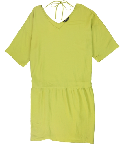 Eileen Fisher Womens Tencel Crepe Drop Waist Dress yellow L