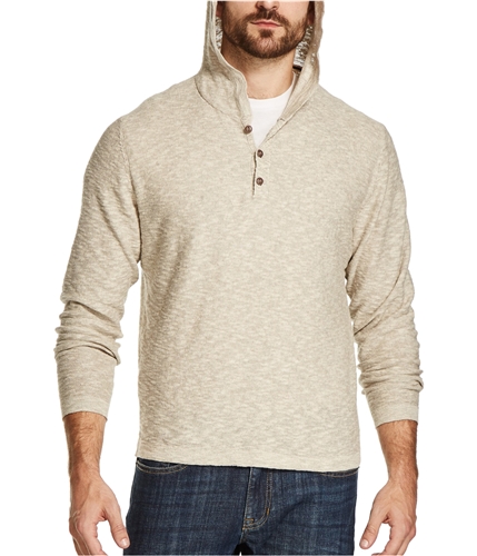 Weatherproof Mens Texture Hooded Henley Sweater natural 3XL