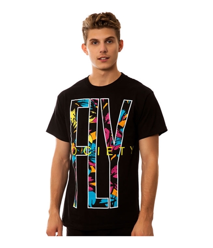 Fly Society Mens The Fly Away Paradise Graphic T-Shirt black S