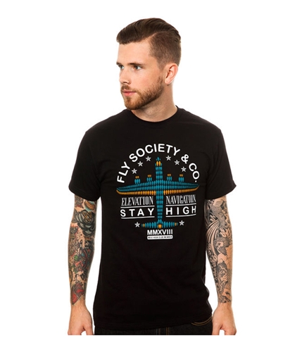 Fly Society Mens The Navigators Graphic T-Shirt black S