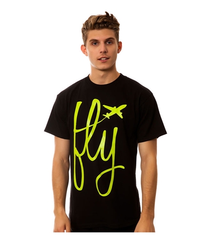 Fly Society Mens The Fly Airplane Graphic T-Shirt black S