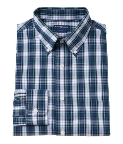 Croft&Barrow Mens Fitted Plaid Button Up Dress Shirt evergreen 2XL