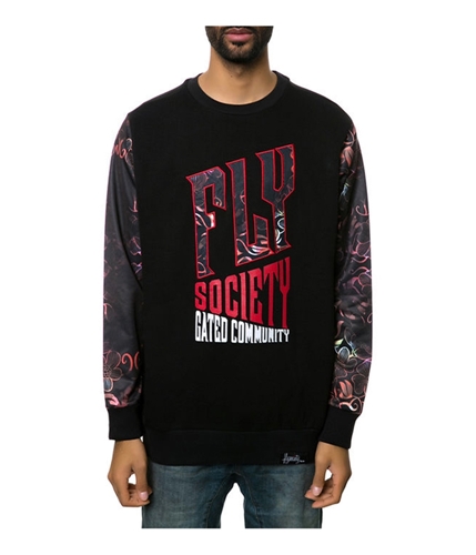 Fly Society Mens The Geo Crewneck Sweatshirt black S