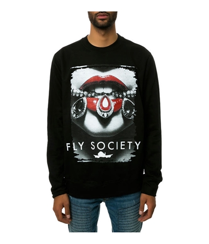 Fly Society Mens The Gems Crewneck Sweatshirt black M