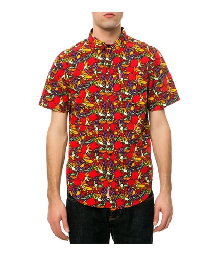 Mishka Mens The Hard Candy Button Up Shirt red L