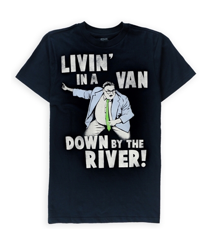 NBC Universal, Inc. Mens Van Down By The River Graphic T-Shirt navy S