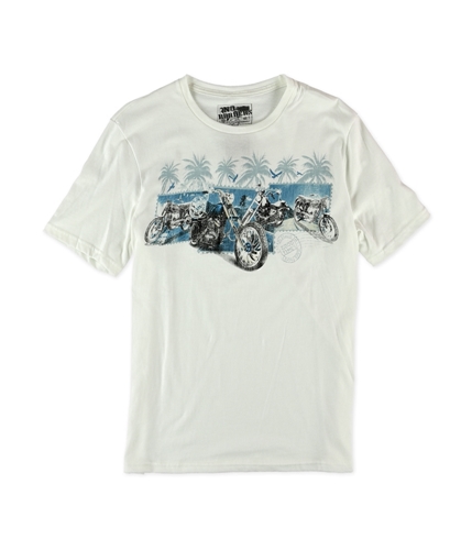 No Borders Mens Motorcycle Band Graphic T-Shirt vintagewhite S