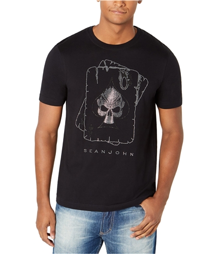 Sean John Mens Studded Skull Graphic T-Shirt black L