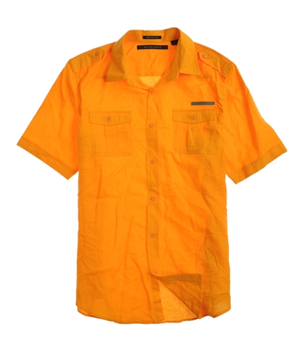 Sean John Mens Linen Down Collar Button Up Shirt brightmarigold M