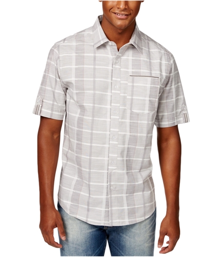Sean John Mens Big & Tall Linear Plaid Button Up Shirt sjcream 5XLT