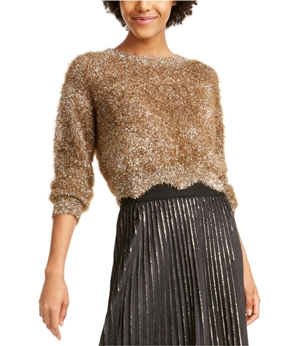 Lucy Paris Womens Lola Metallic Eyelash Pullover Sweater gold XS