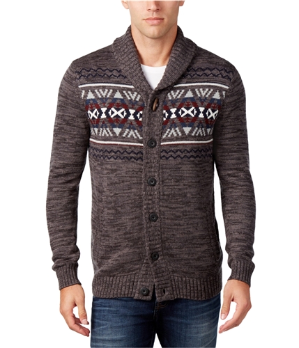 Retrofit Mens Geometric Cardigan Sweater charhea L