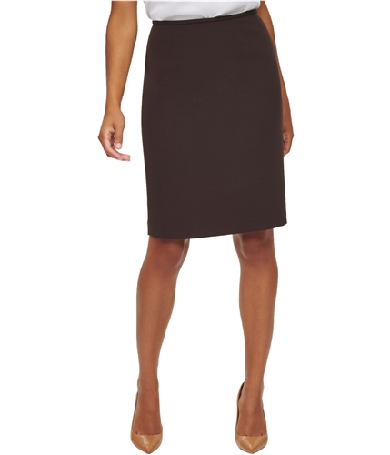 Calvin Klein Womens Solid Pencil Skirt brown 2P