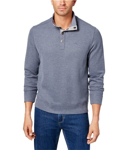 Tommy Bahama Mens Cold Springs Mock-Collar Henley Sweater navy S