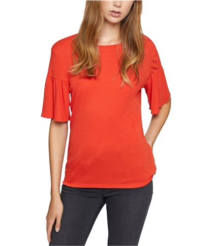 Sanctuary Clothing Womens Anya Ruffle Basic T-Shirt orangelqr M