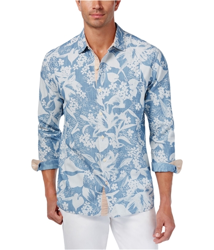 Tommy Bahama Mens Etched Button Up Shirt beringblue M