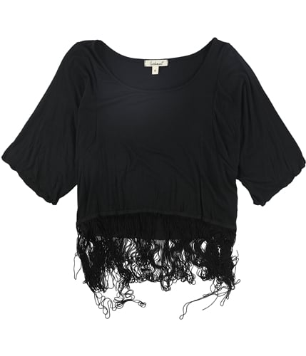 testament Womens Fringed Pullover Blouse black S