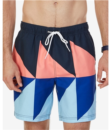 Nautica Mens Triangular Colorblock Swim Bottom Trunks palecoral S