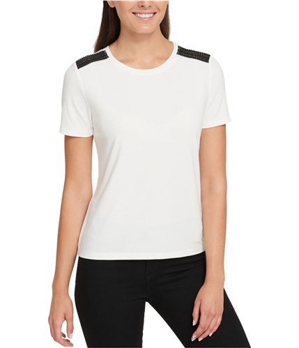 Tommy Hilfiger Womens Faux-Leather Basic T-Shirt ivy S