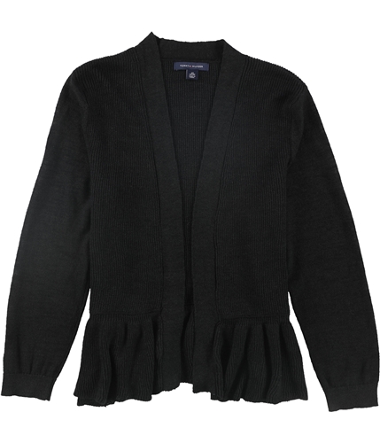 Tommy Hilfiger Womens Peplum Cardigan Sweater black XS