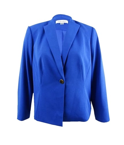 Calvin Klein Womens Crepe One Button Blazer Jacket medblue 4P