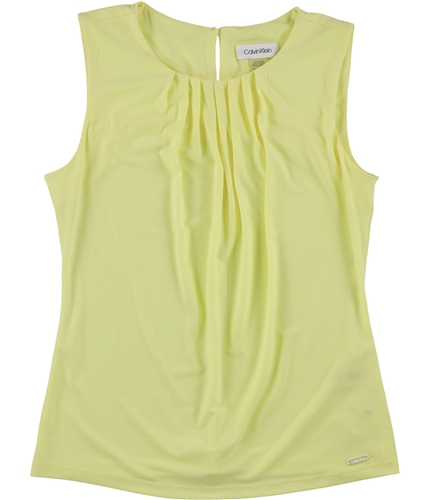 Calvin Klein Womens Ruched Sleeveless Blouse Top yellow PS