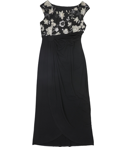 Connected Apparel Womens Embroidered Gown Dress black 4P