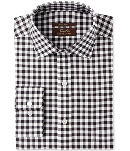 Tasso Elba Mens Non-Iron Button Up Dress Shirt charcoalwht 14.5