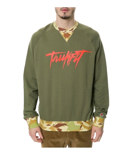 TrukFit Mens The Contrast Rib Crewneck Sweatshirt deeplichengreen S