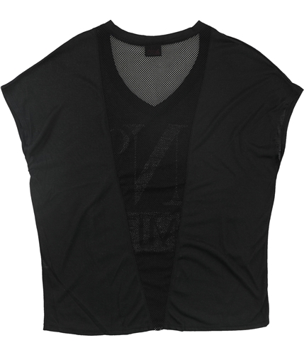 Material Girl Womens Mesh-Back Gym Graphic T-Shirt classicblack XS