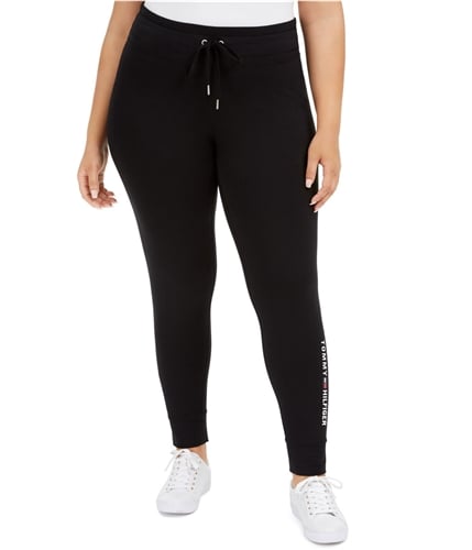 Tommy Hilfiger Womens Logo Compression Athletic Pants black 1X/26