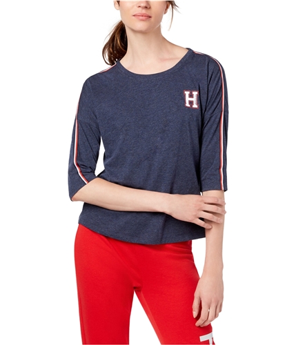Tommy Hilfiger Womens Heathered Elbow Basic T-Shirt navy XS
