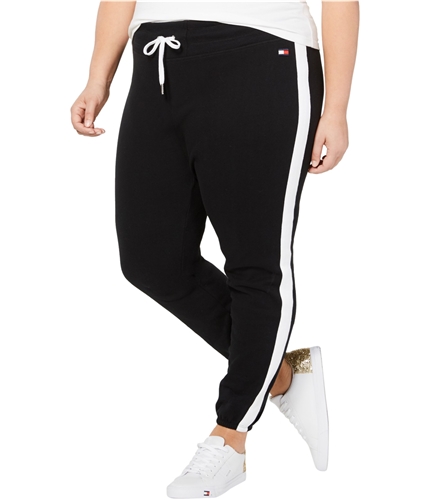 Tommy Hilfiger Womens Striped Athletic Sweatpants black 3X/29