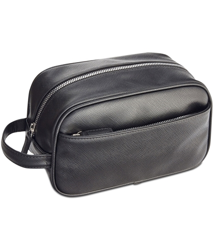 Perry Ellis Unisex Faux-Leather Toiletry Luggage Travel Bag black
