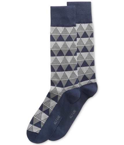 Alfani Mens Triangle Stripe Midweight Socks navy 10-13