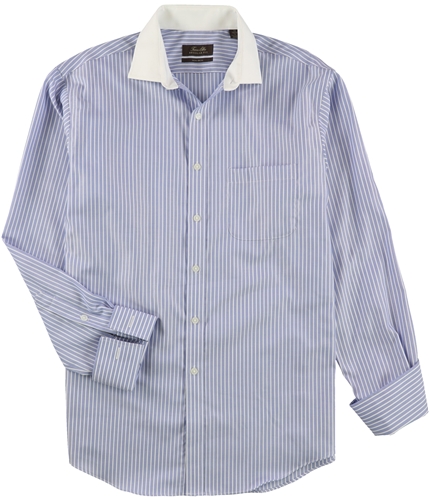 Tasso Elba Mens Striped Button Up Dress Shirt blutwlbarst 16.5