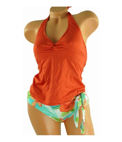 Tommy Bahama Womens Solid Floral Bottom 2 Piece Tankini redginger XS