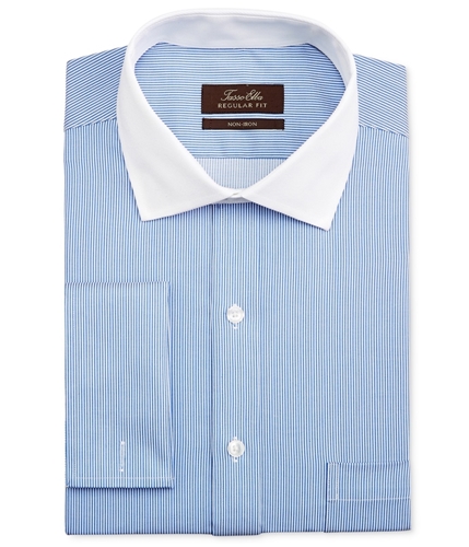 Tasso Elba Mens Striped Button Up Dress Shirt bluewhitestripe 14.5