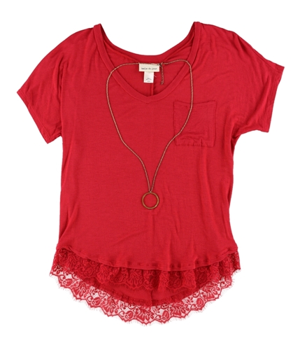 Belle du Jour Womens Lace Basic T-Shirt red M