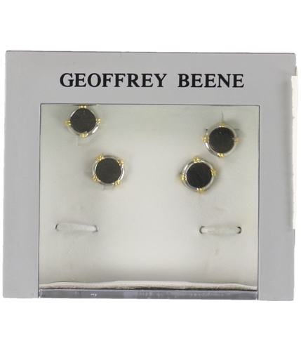 Geoffrey Beene Mens Plated Studds Neck Tie Set silberblk One Size